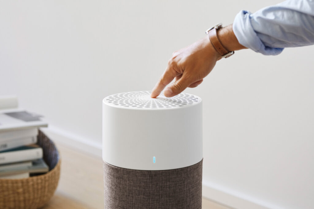 Get clean air at the touch of a button with the Blueair 3210 Arctic Tail Air Purifier.