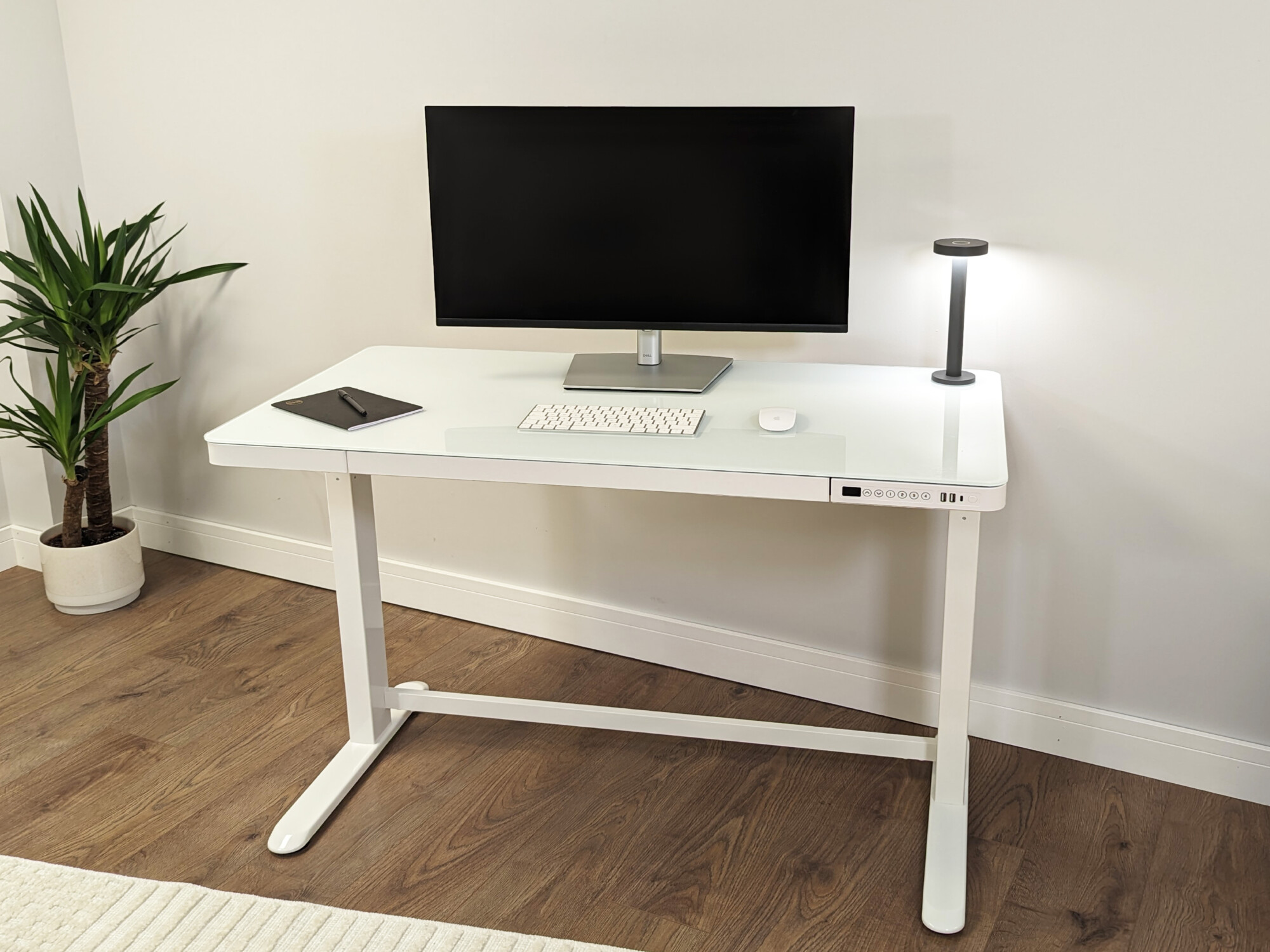 Glass White Standing Desk 